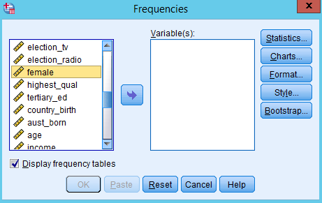 Select a variable for which you want to produce a pie chart