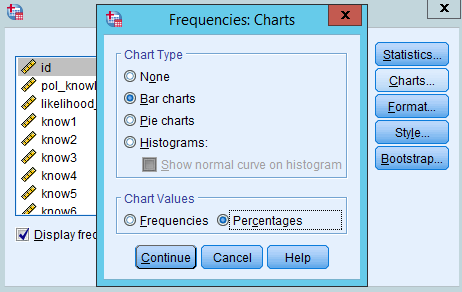 Then, select Percentages as Chart Values. Then, click Continue.