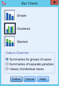 Choose Clustered as a type of bar charts.