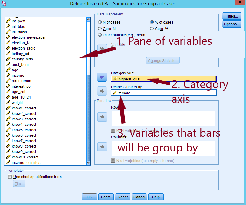 Choose a variable, and a grouping variable.