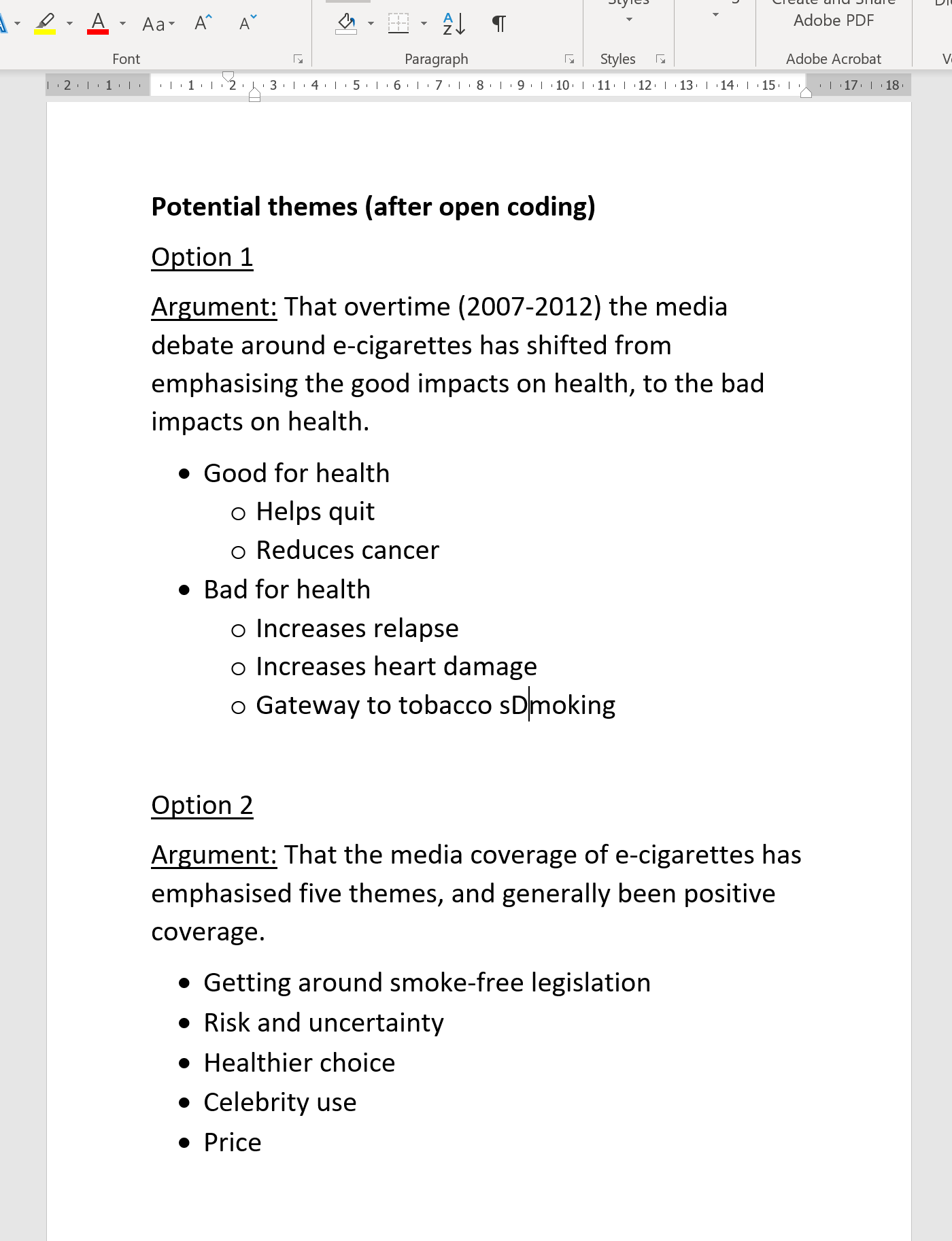Two different hypothetical ways of framing the argument and themes of articles on e-cigarettes.