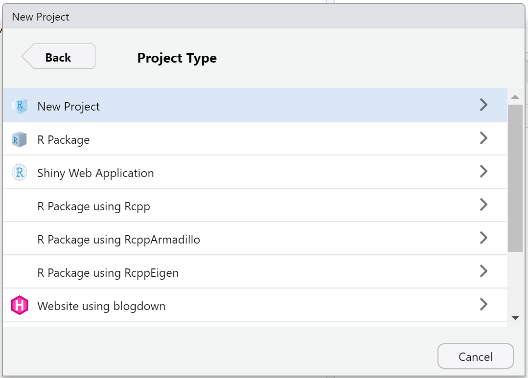Step 3: How to open a new project in RStudio.